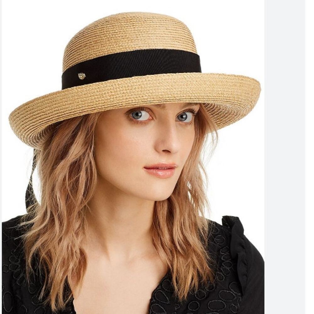 Helen Kaminski Tan and Black Straw Hat